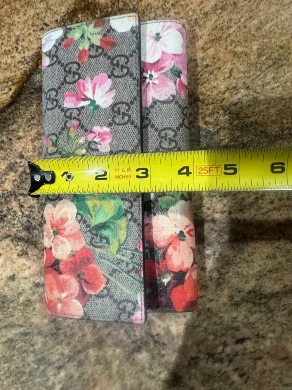 Gucci Floral GG Supreme Continental Wallet - Gray with Pink & Green Accents - Picture 10 of 15